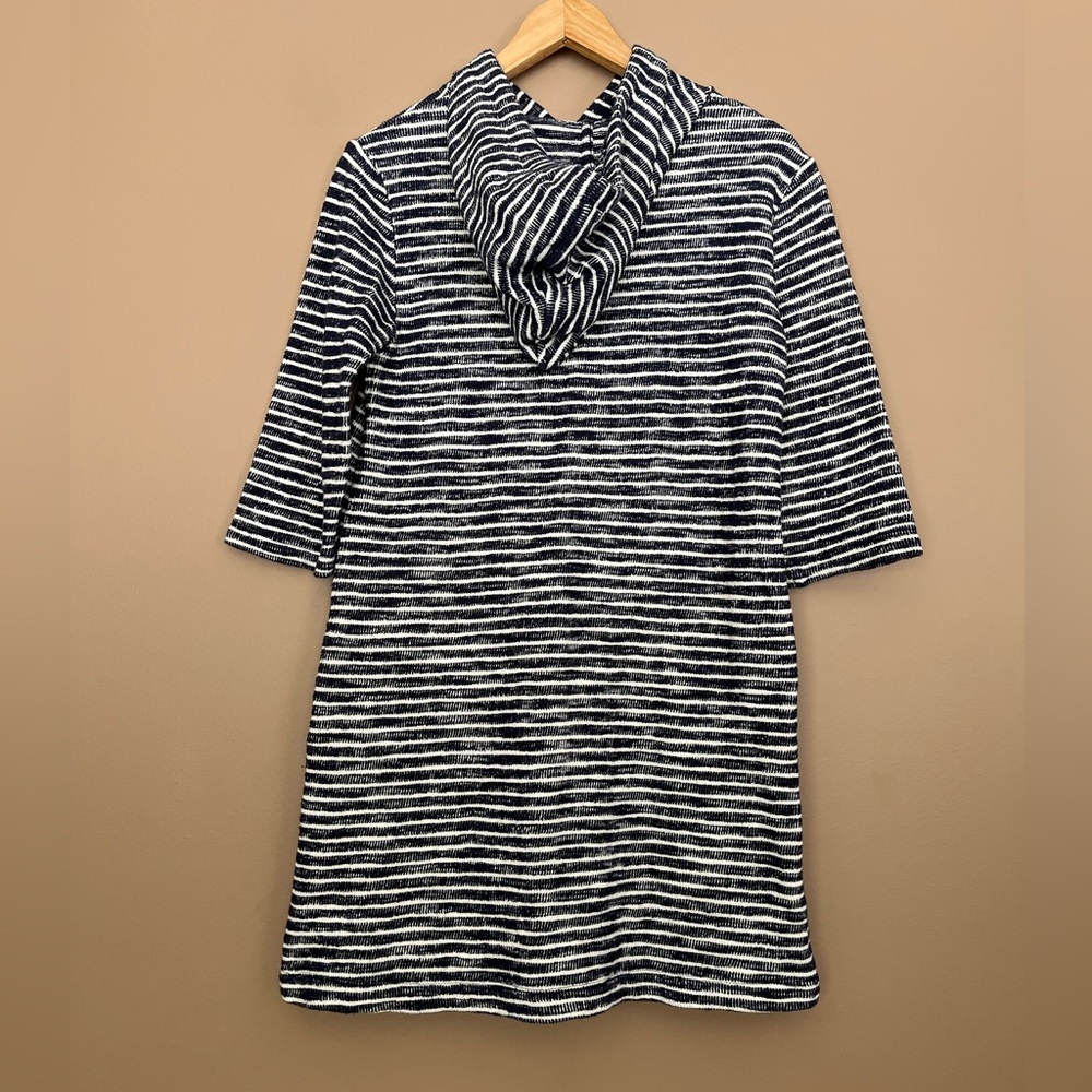 {Lou & Grey} Hooded Swimsuit Cover Up Dress in Blue & White - Womens Small - Picture 4 of 8